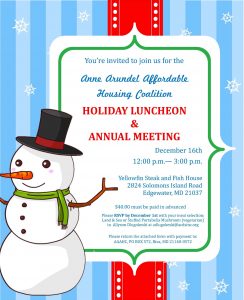 Anne Arundel Affordable Housing Coaltion Holiday Lunch and Annual Meeting 