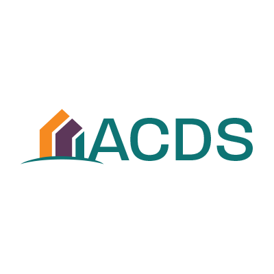 Logo with three stylized house shapes in orange, purple, and green on the left, followed by the teal letters "ACDS" on a white background.